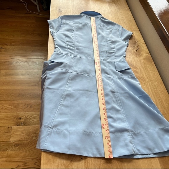 NANETTE LEPORE DRESS LT BLUE 8 ZIP FRONT SPORTY RETRO COASTAL GRANDMA CASUAL - Picture 10 of 12